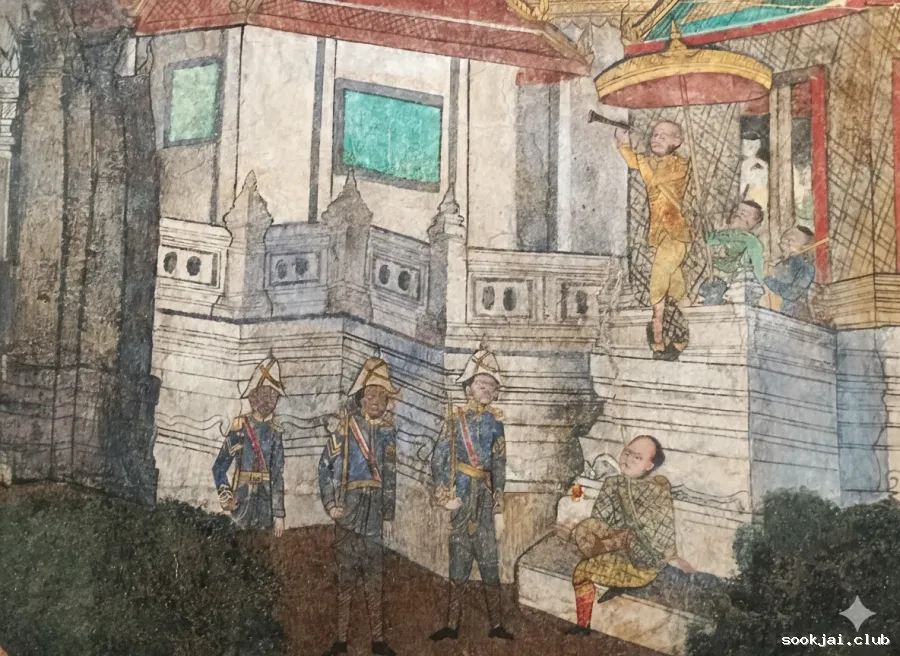 ชมภาพจิตรกรรม รัชกาลที่ 4 ทรงกล้องดูดาว ที่วัดเสนาสนาราม อยุธยา