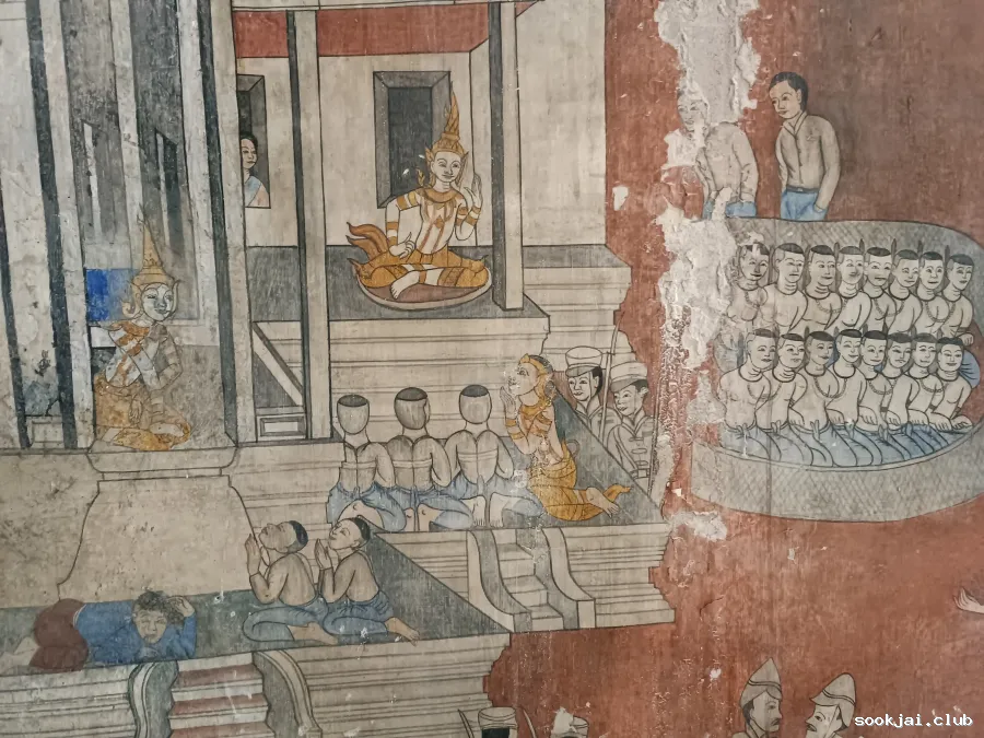 ชมภาพจิตรกรรม รัชกาลที่ 4 ทรงกล้องดูดาว ที่วัดเสนาสนาราม อยุธยา