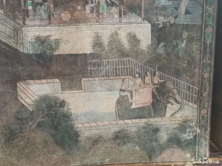 ชมภาพจิตรกรรม รัชกาลที่ 4 ทรงกล้องดูดาว ที่วัดเสนาสนาราม อยุธยา