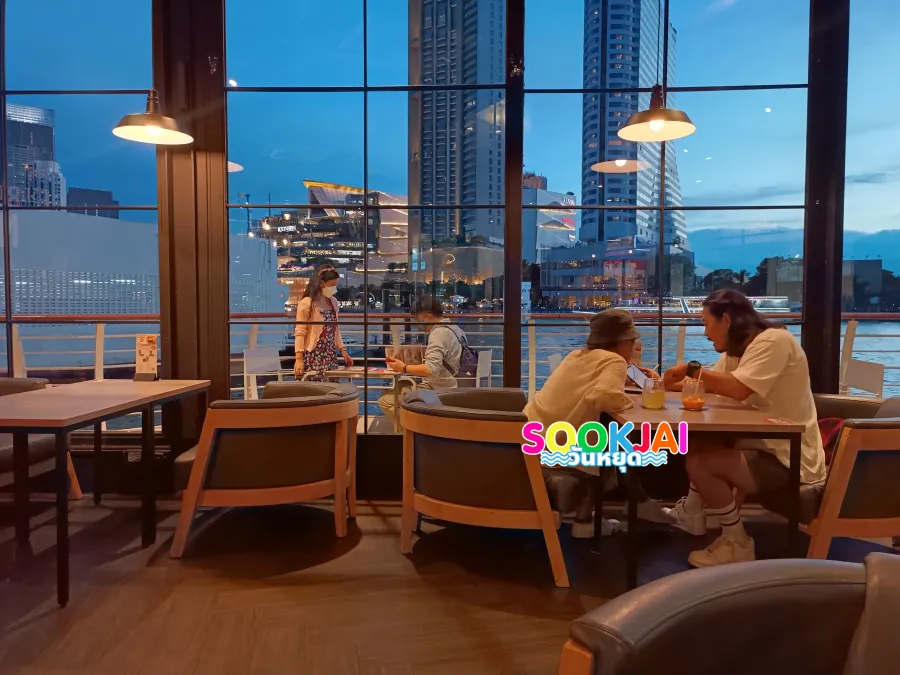 The Coffee Club River City Branch: Enjoy premium coffee with a romantic view of the Chao Phraya River bend.